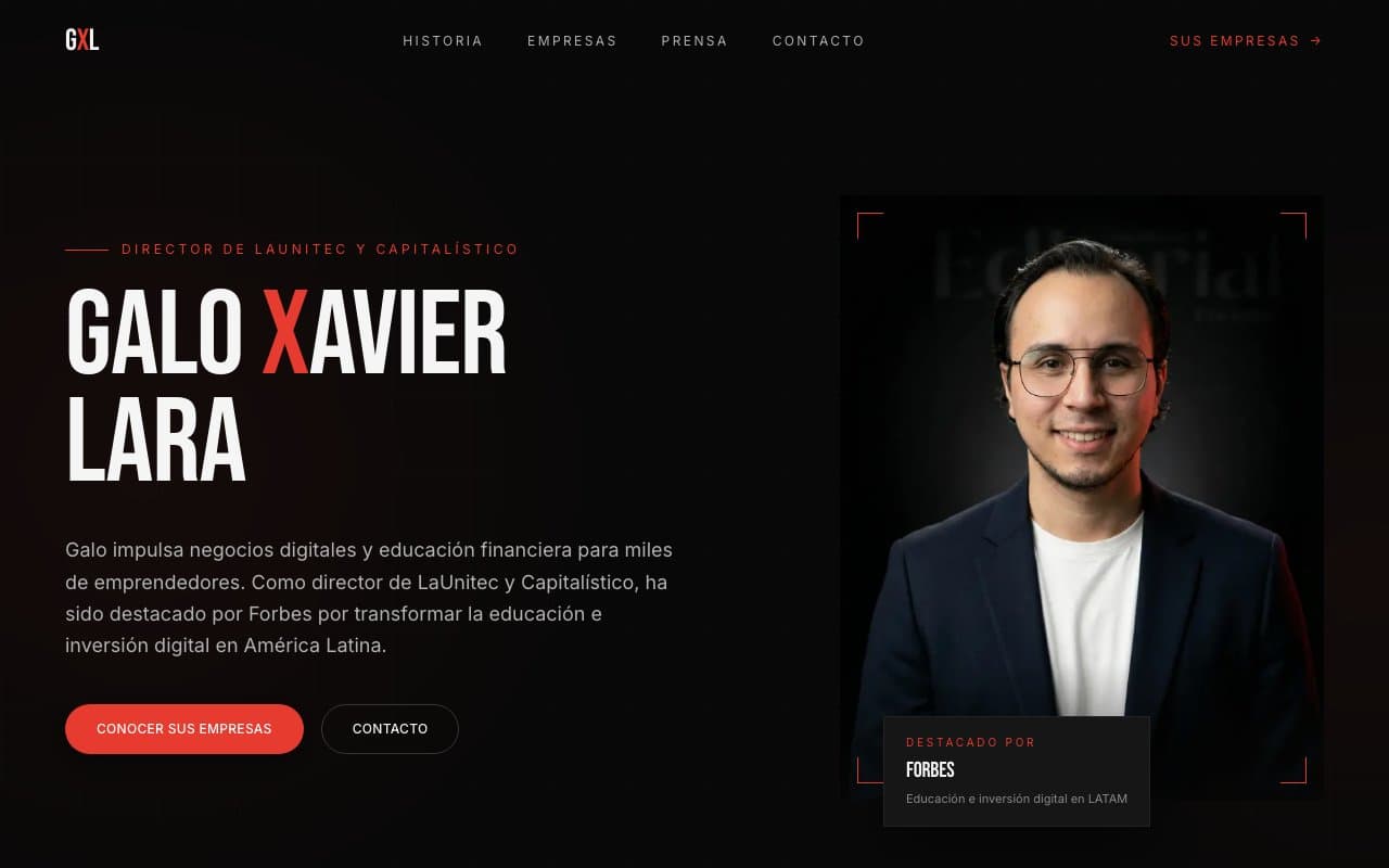 Galo Xavier Lara website screenshot